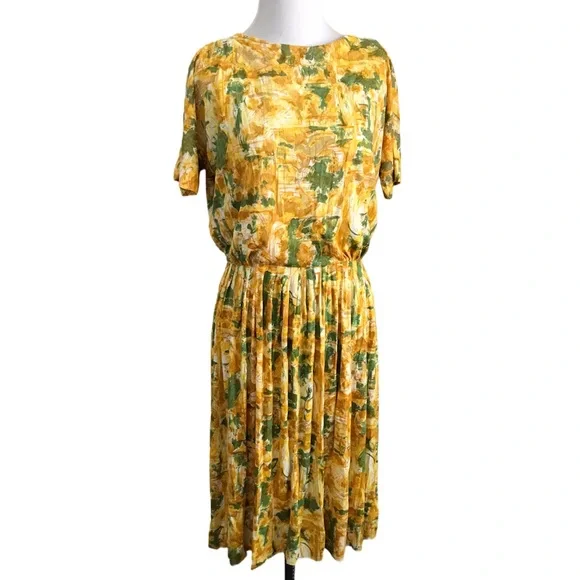 Vintage | Dresses | Vintage Abstract Fall Leaves Dress | Poshmark
